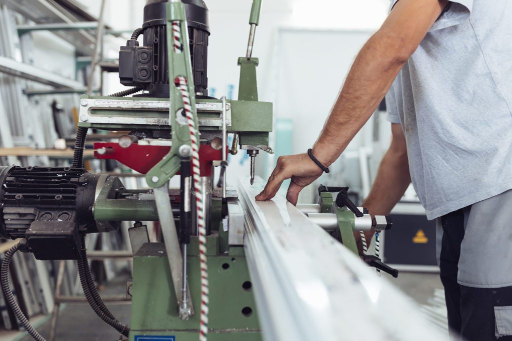 Man using machinery equipment