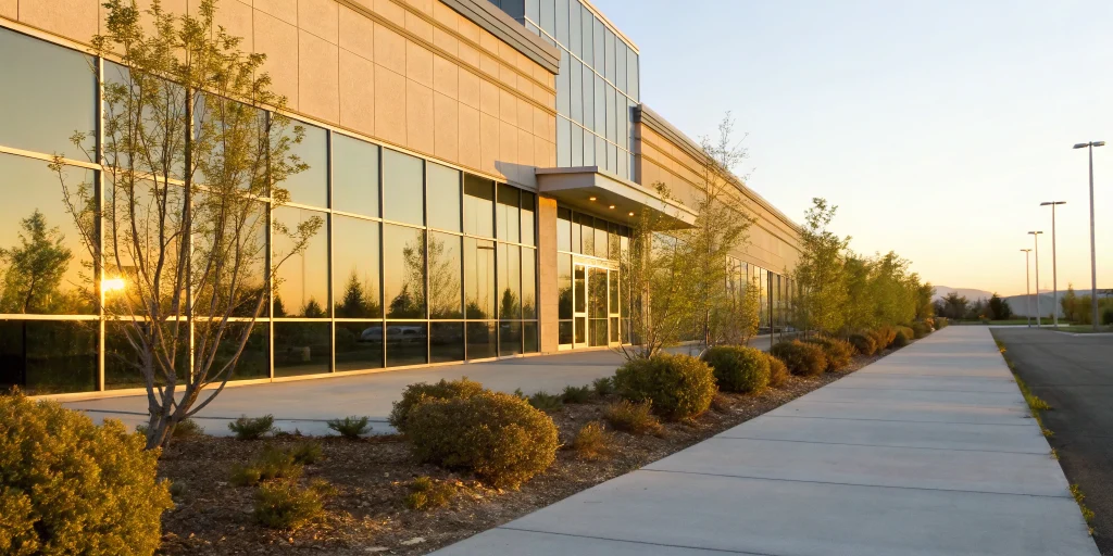 Modern commercial real estate building being evaluated for a refinance.
